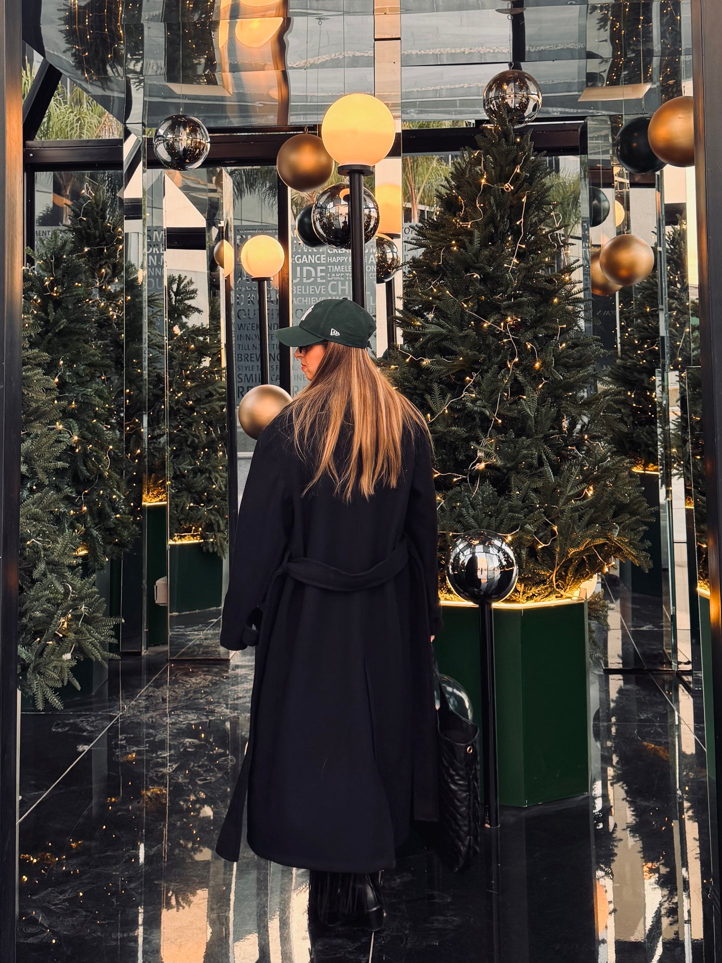 Black wool long coat