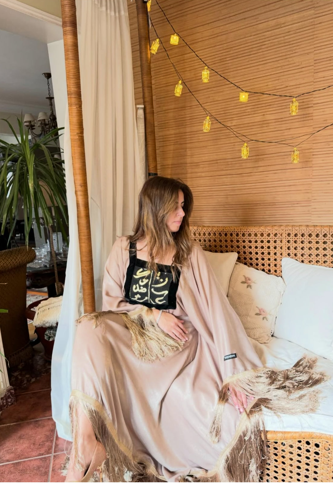 Calligraphy tassels abaya