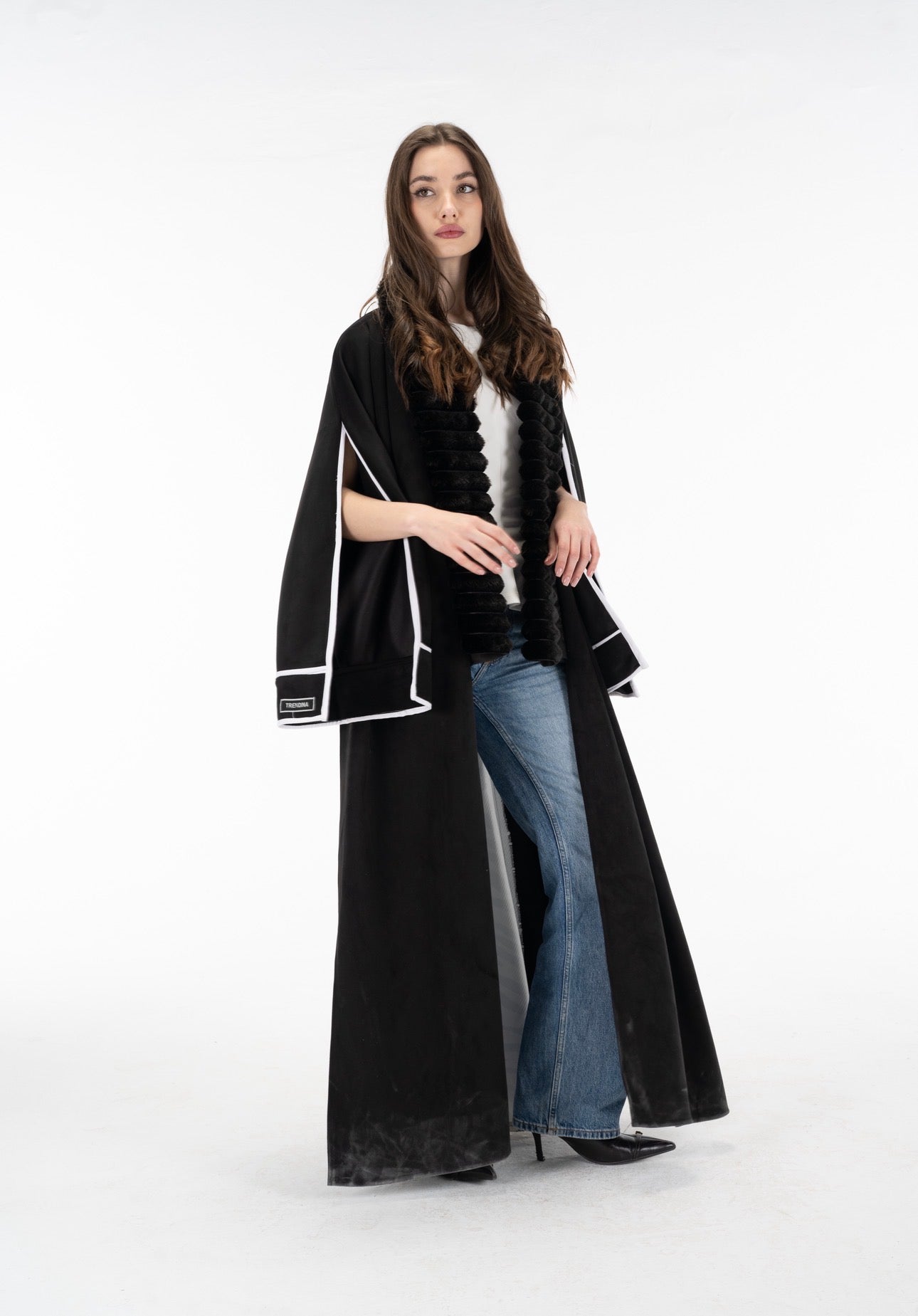 Zebra suede open sleeves kuftan